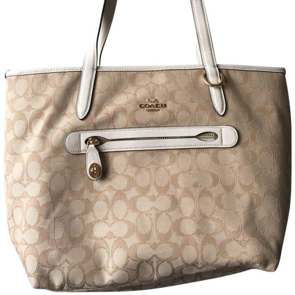 Coach Handbags - ON HOLD - COACH Beige/khaki Taylor Tote Signature